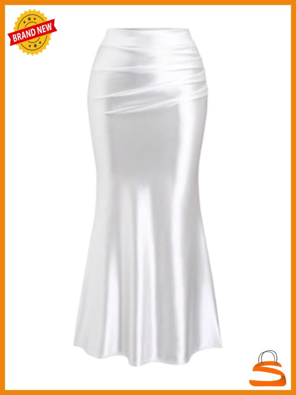 Satin Maxi Skirt High Waisted Bodycon Fishtail Silky Long Skirt